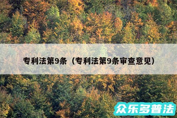 专利法第9条以及专利法第9条审查意见