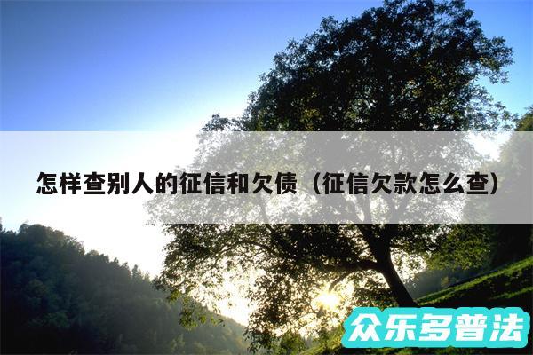 怎样查别人的征信和欠债以及征信欠款怎么查