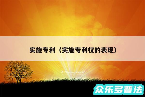实施专利以及实施专利权的表现