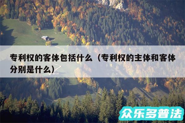 专利权的客体包括什么以及专利权的主体和客体分别是什么