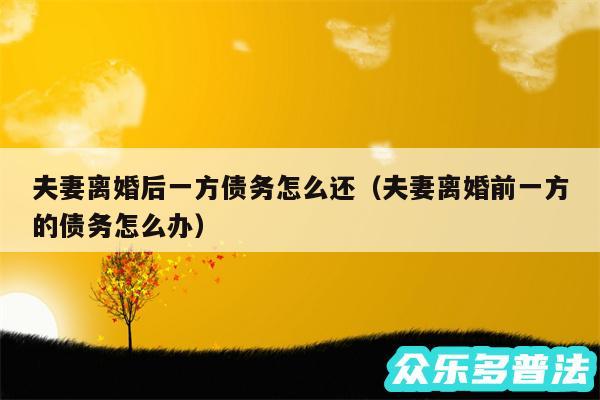 夫妻离婚后一方债务怎么还以及夫妻离婚前一方的债务怎么办