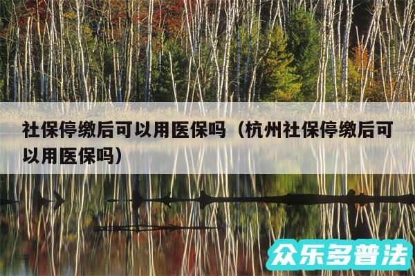 社保停缴后可以用医保吗以及杭州社保停缴后可以用医保吗
