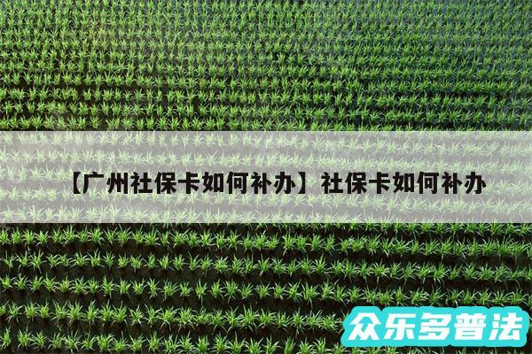 广州社保卡如何补办还有社保卡如何补办