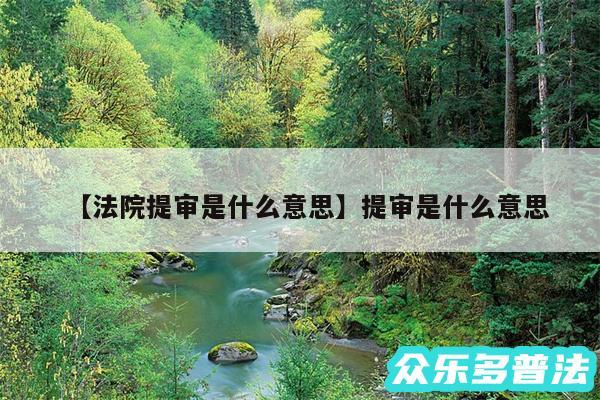 法院提审是什么意思还有提审是什么意思