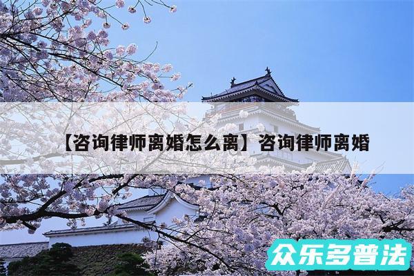 咨询律师离婚怎么离还有咨询律师离婚
