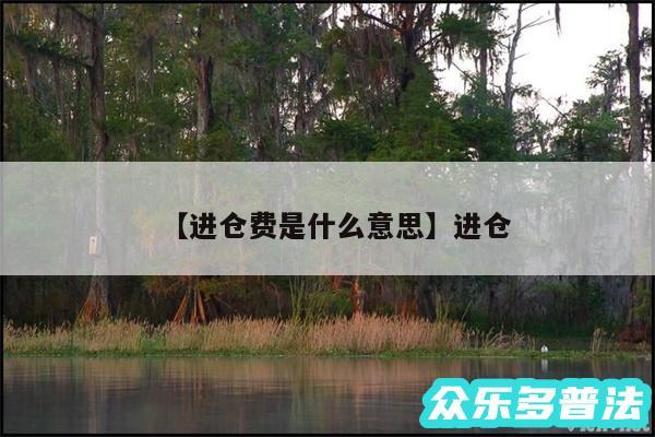 进仓费是什么意思还有进仓