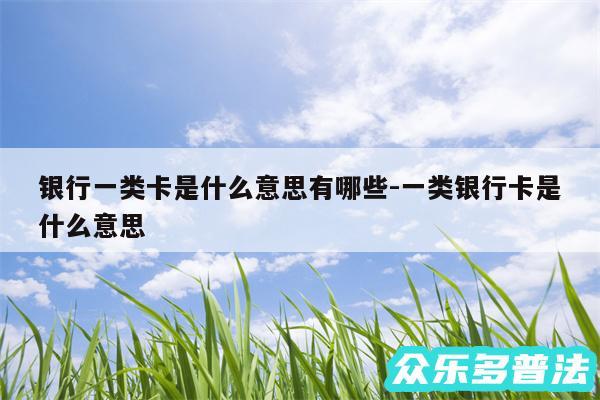 银行一类卡是什么意思有哪些-一类银行卡是什么意思