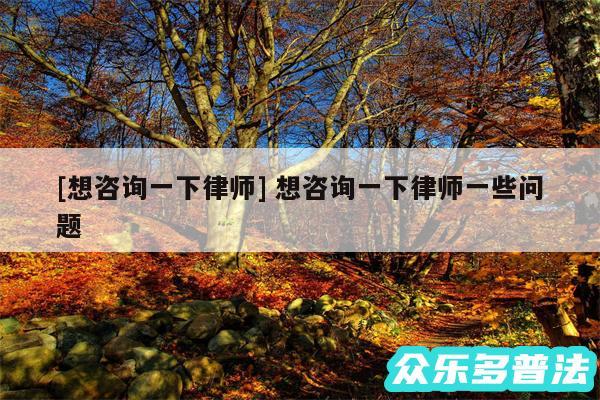 及想咨询一下律师 想咨询一下律师一些问题