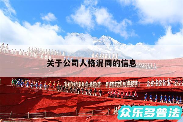 关于公司人格混同的信息