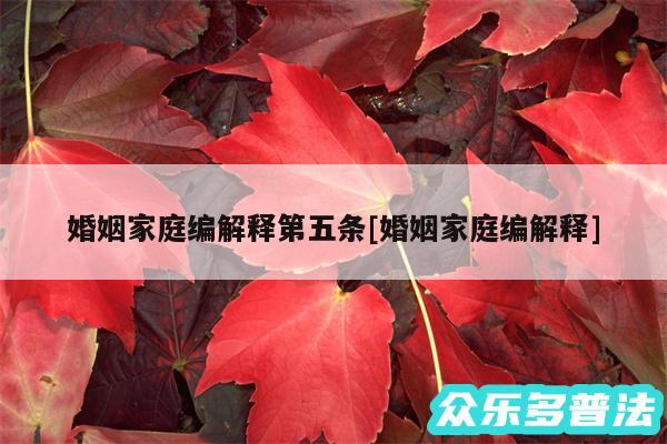 婚姻家庭编解释第五条及婚姻家庭编解释