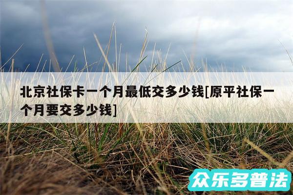 北京社保卡一个月最低交多少钱及原平社保一个月要交多少钱