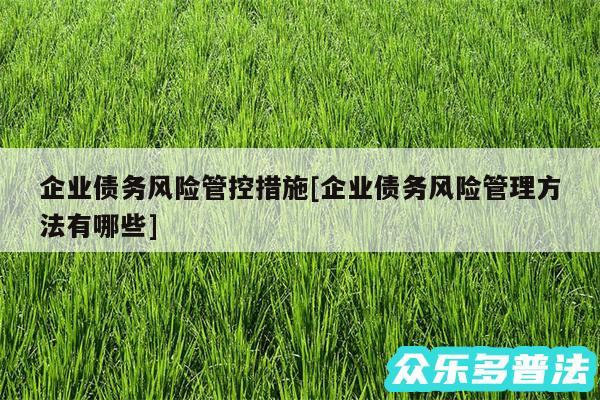 企业债务风险管控措施及企业债务风险管理方法有哪些