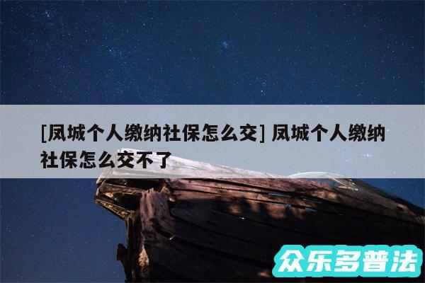 及凤城个人缴纳社保怎么交 凤城个人缴纳社保怎么交不了