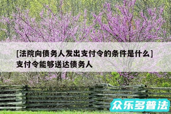 及法院向债务人发出支付令的条件是什么 支付令能够送达债务人