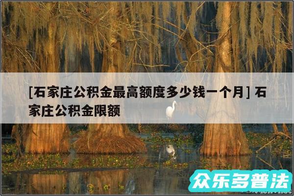 及石家庄公积金最高额度多少钱一个月 石家庄公积金限额