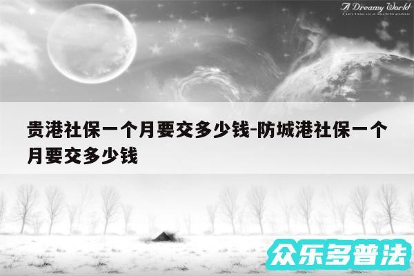 贵港社保一个月要交多少钱-防城港社保一个月要交多少钱