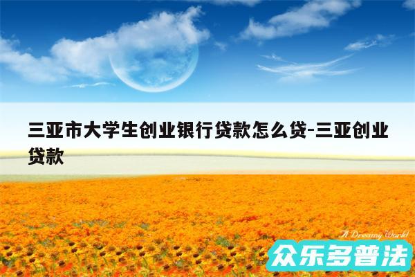 三亚市大学生创业银行贷款怎么贷-三亚创业贷款
