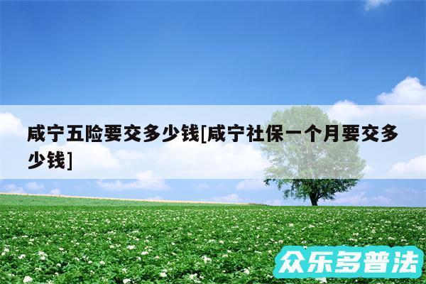 咸宁五险要交多少钱及咸宁社保一个月要交多少钱