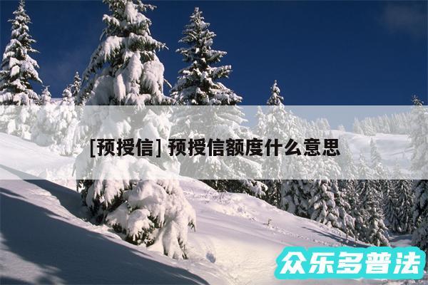 及预授信 预授信额度什么意思
