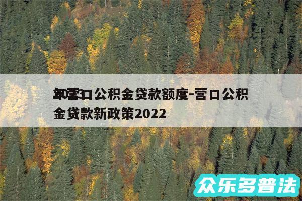 2024年营口公积金贷款额度-营口公积金贷款新政策2024