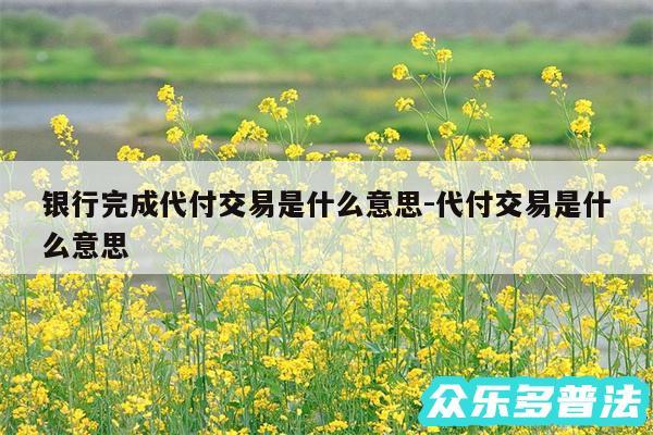 银行完成代付交易是什么意思-代付交易是什么意思