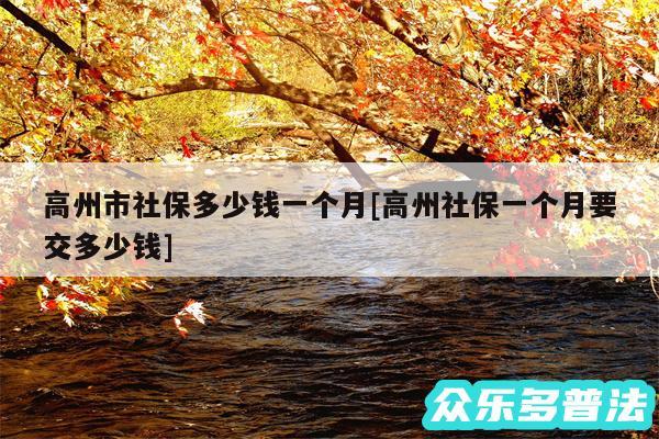 高州市社保多少钱一个月及高州社保一个月要交多少钱