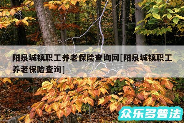 阳泉城镇职工养老保险查询网及阳泉城镇职工养老保险查询