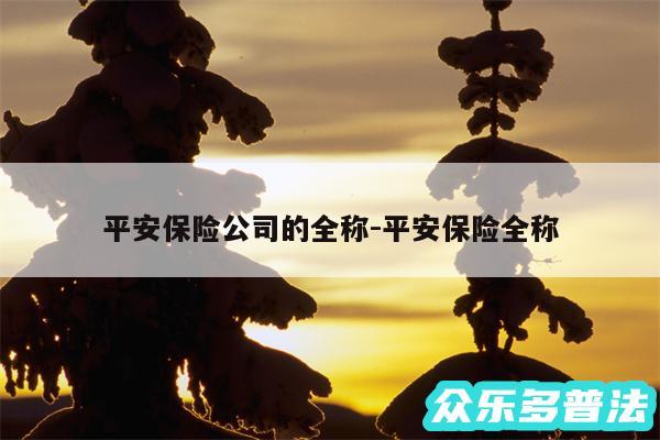 平安保险公司的全称-平安保险全称