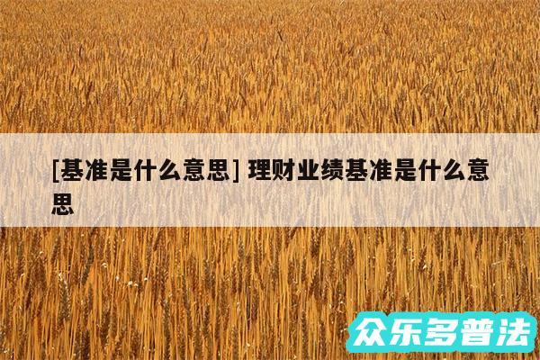 及基准是什么意思 理财业绩基准是什么意思
