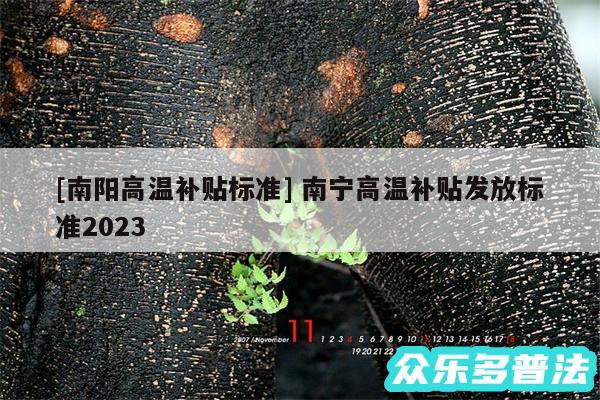 及南阳高温补贴标准 南宁高温补贴发放标准2024