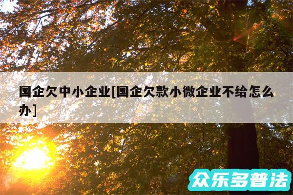 国企欠中小企业及国企欠款小微企业不给怎么办