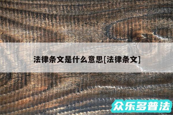 法律条文是什么意思及法律条文