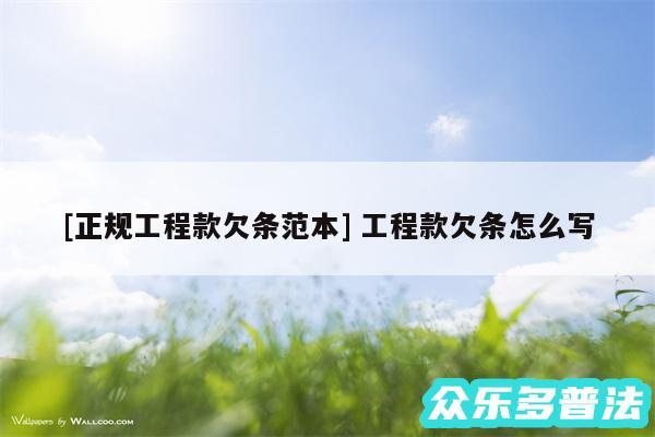 及正规工程款欠条范本 工程款欠条怎么写