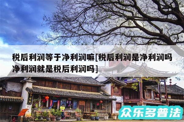 税后利润等于净利润嘛及税后利润是净利润吗净利润就是税后利润吗