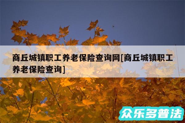 商丘城镇职工养老保险查询网及商丘城镇职工养老保险查询