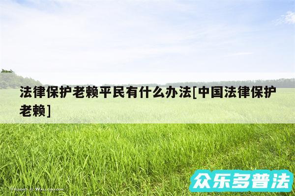 法律保护老赖平民有什么办法及中国法律保护老赖