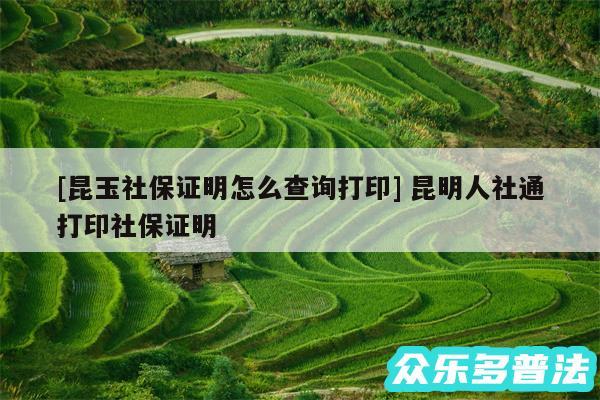 及昆玉社保证明怎么查询打印 昆明人社通打印社保证明