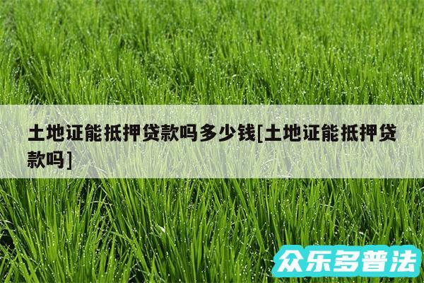 土地证能抵押贷款吗多少钱及土地证能抵押贷款吗