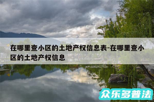 在哪里查小区的土地产权信息表-在哪里查小区的土地产权信息