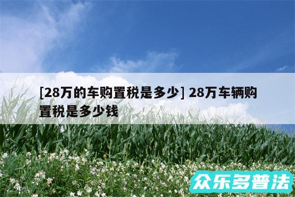及28万的车购置税是多少 28万车辆购置税是多少钱
