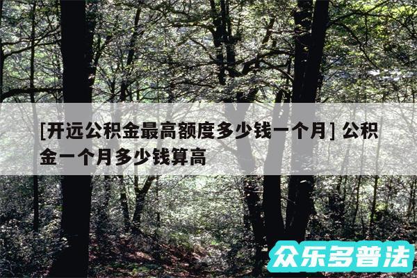 及开远公积金最高额度多少钱一个月 公积金一个月多少钱算高