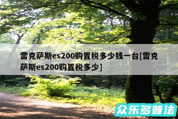 雷克萨斯es200购置税多少钱一台及雷克萨斯es200购置税多少