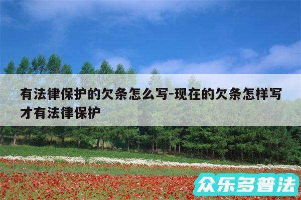 有法律保护的欠条怎么写-现在的欠条怎样写才有法律保护
