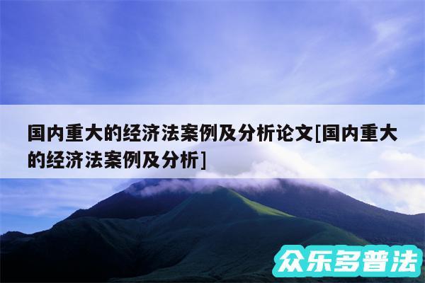 国内重大的经济法案例及分析论文及国内重大的经济法案例及分析