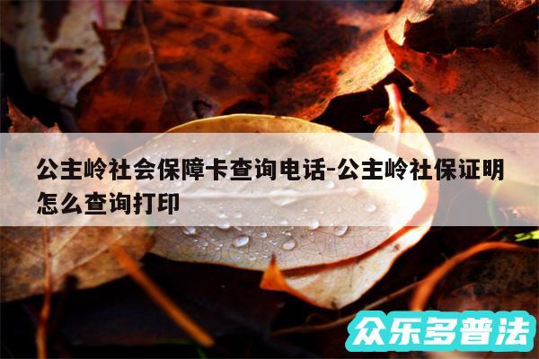 公主岭社会保障卡查询电话-公主岭社保证明怎么查询打印