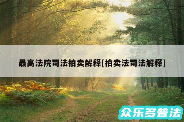 最高法院司法拍卖解释及拍卖法司法解释