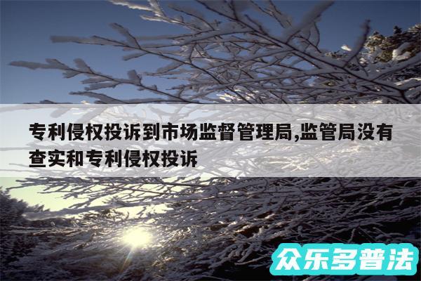专利侵权投诉到市场监督管理局,监管局没有查实和专利侵权投诉