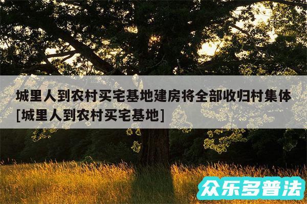 城里人到农村买宅基地建房将全部收归村集体及城里人到农村买宅基地