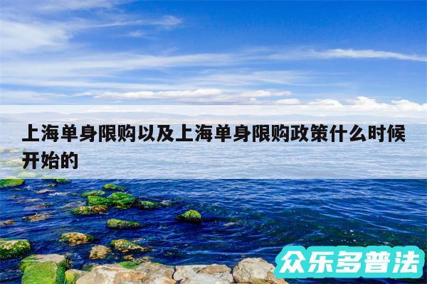 上海单身限购以及上海单身限购政策什么时候开始的
