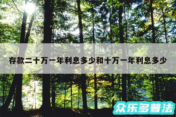 存款二十万一年利息多少和十万一年利息多少